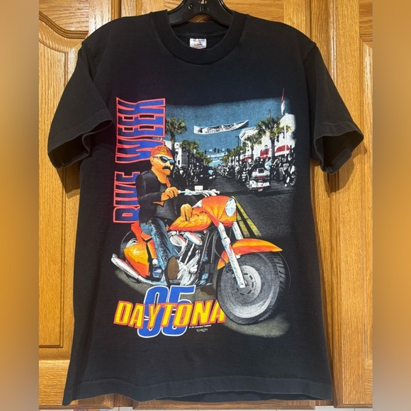 Vintage 1995 Daytona Bike Week Single Stitch Graphic Biker T-Shirt Men's Medium - Picture 1 of 8